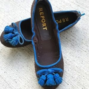 Report Ballet Flats Brown Tweed 8 1/2